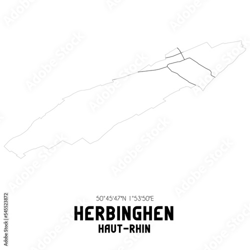 HERBINGHEN Haut-Rhin. Minimalistic street map with black and white lines.