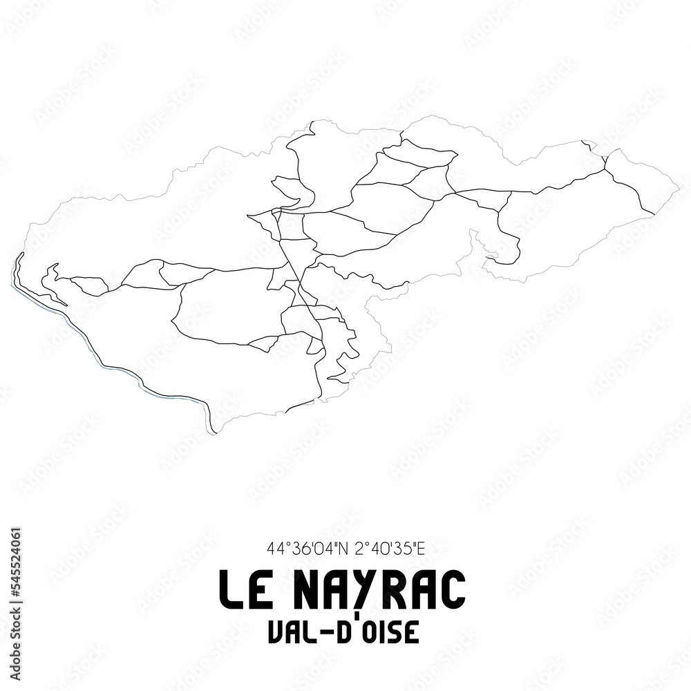 LE NAYRAC Val-d'Oise. Minimalistic street map with black and white lines.