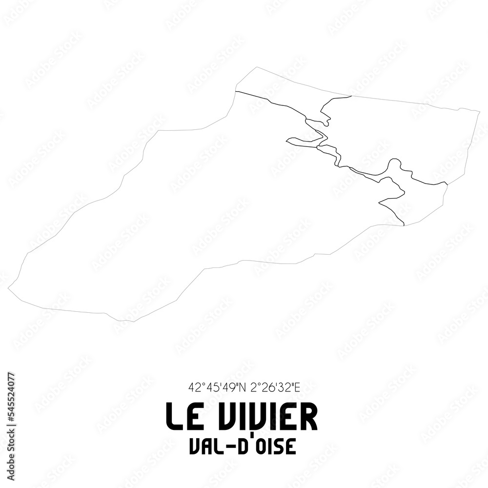 LE VIVIER Val-d'Oise. Minimalistic street map with black and white lines.