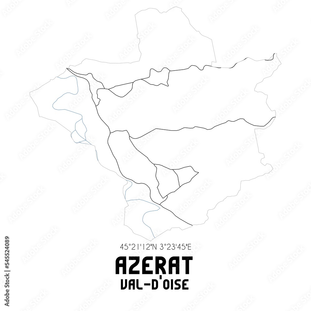 AZERAT Val-d'Oise. Minimalistic street map with black and white lines.