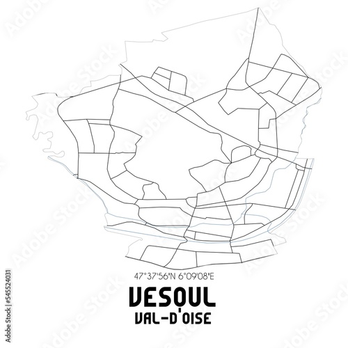 VESOUL Val-d'Oise. Minimalistic street map with black and white lines. photo