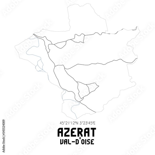 AZERAT Val-d'Oise. Minimalistic street map with black and white lines.