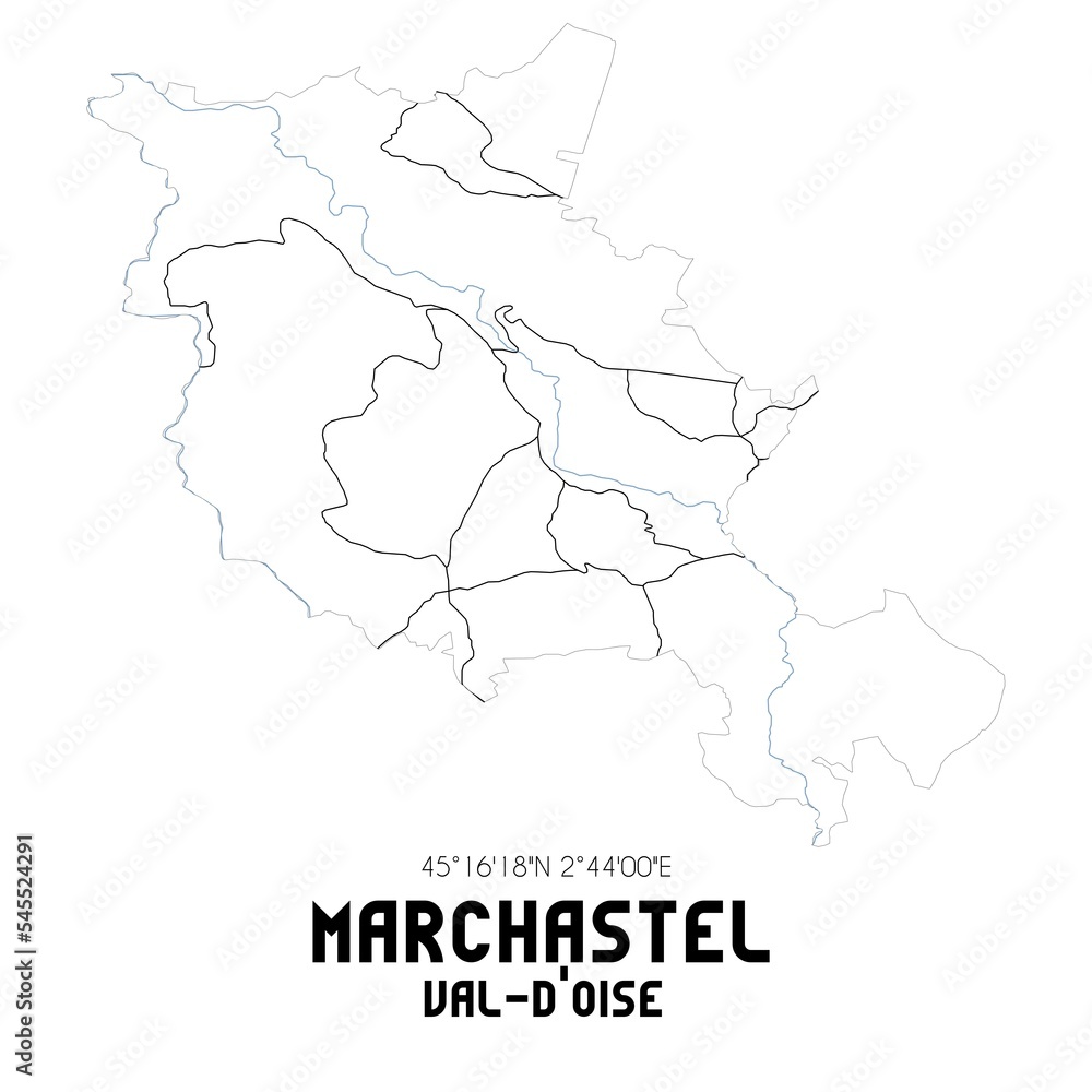 MARCHASTEL Val-d'Oise. Minimalistic street map with black and white lines.