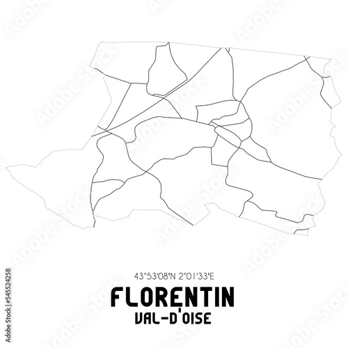 FLORENTIN Val-d'Oise. Minimalistic street map with black and white lines.