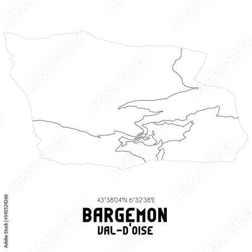 BARGEMON Val-d'Oise. Minimalistic street map with black and white lines. photo