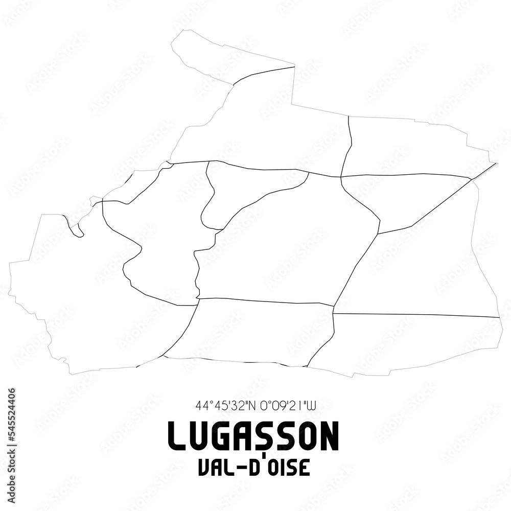 LUGASSON Val-d'Oise. Minimalistic street map with black and white lines.