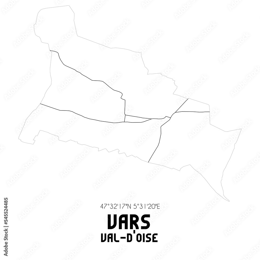 VARS Val-d'Oise. Minimalistic street map with black and white lines.