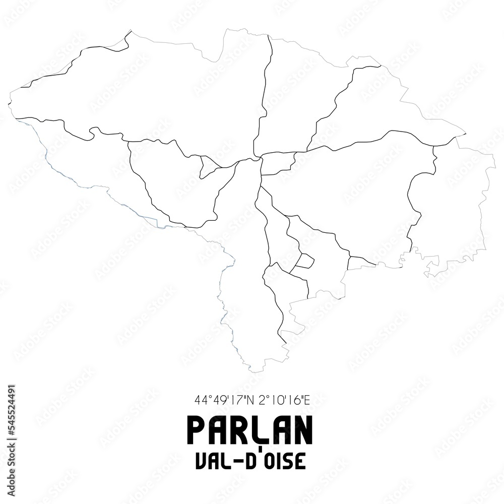 PARLAN Val-d'Oise. Minimalistic street map with black and white lines.