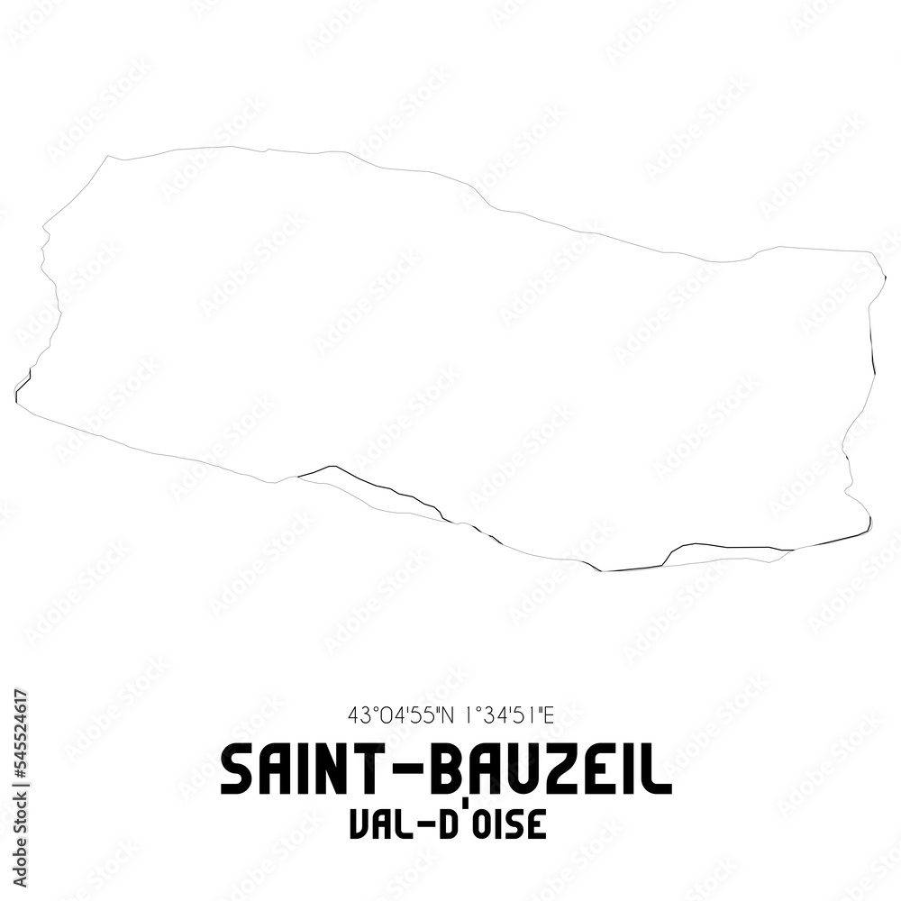 SAINT-BAUZEIL Val-d'Oise. Minimalistic street map with black and white lines. SAINT-BAUZEIL Val-d'Oise. Minimalistic street map with black and white lines.