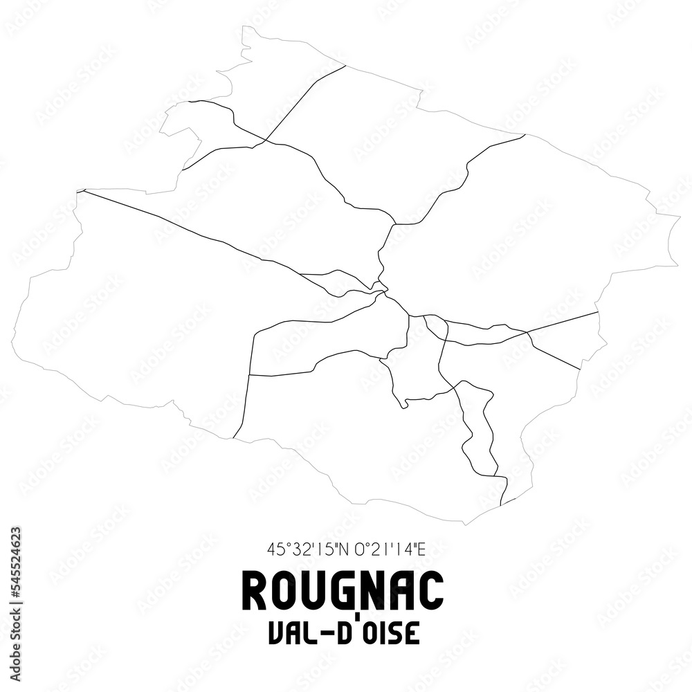 ROUGNAC Val-d'Oise. Minimalistic street map with black and white lines.