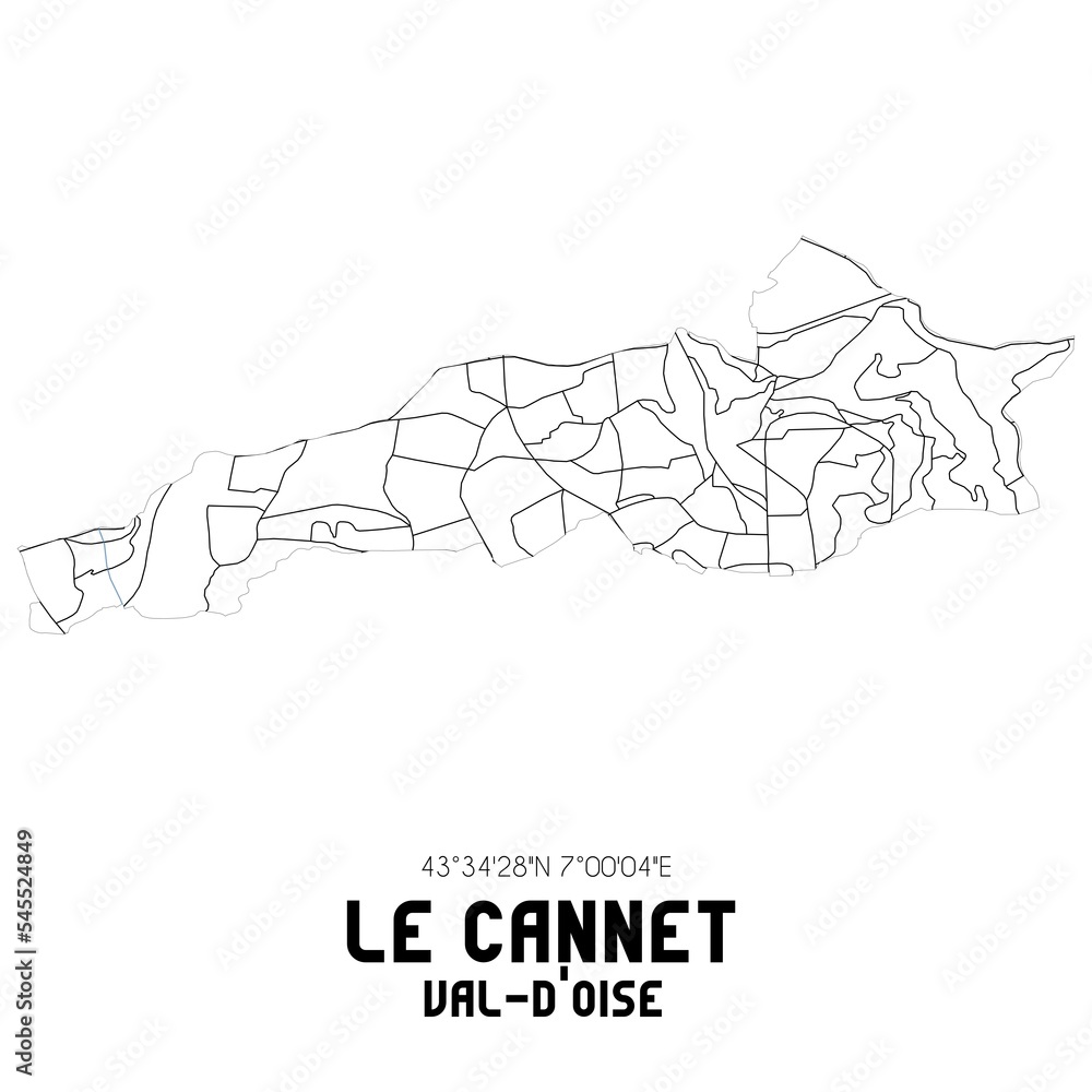 LE CANNET Val-d'Oise. Minimalistic street map with black and white lines.