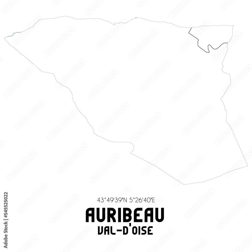 AURIBEAU Val-d'Oise. Minimalistic street map with black and white lines.