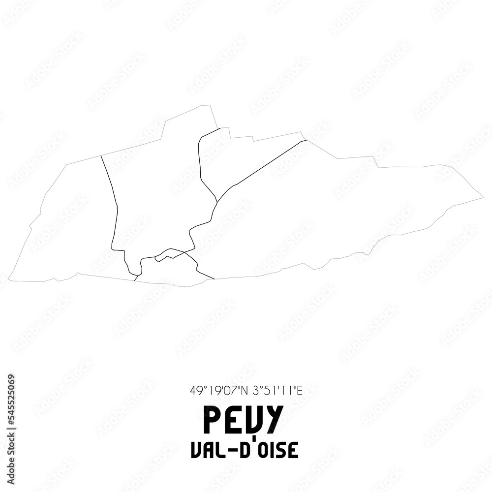 PEVY Val-d'Oise. Minimalistic street map with black and white lines. PEVY Val-d'Oise. Minimalistic street map with black and white lines.