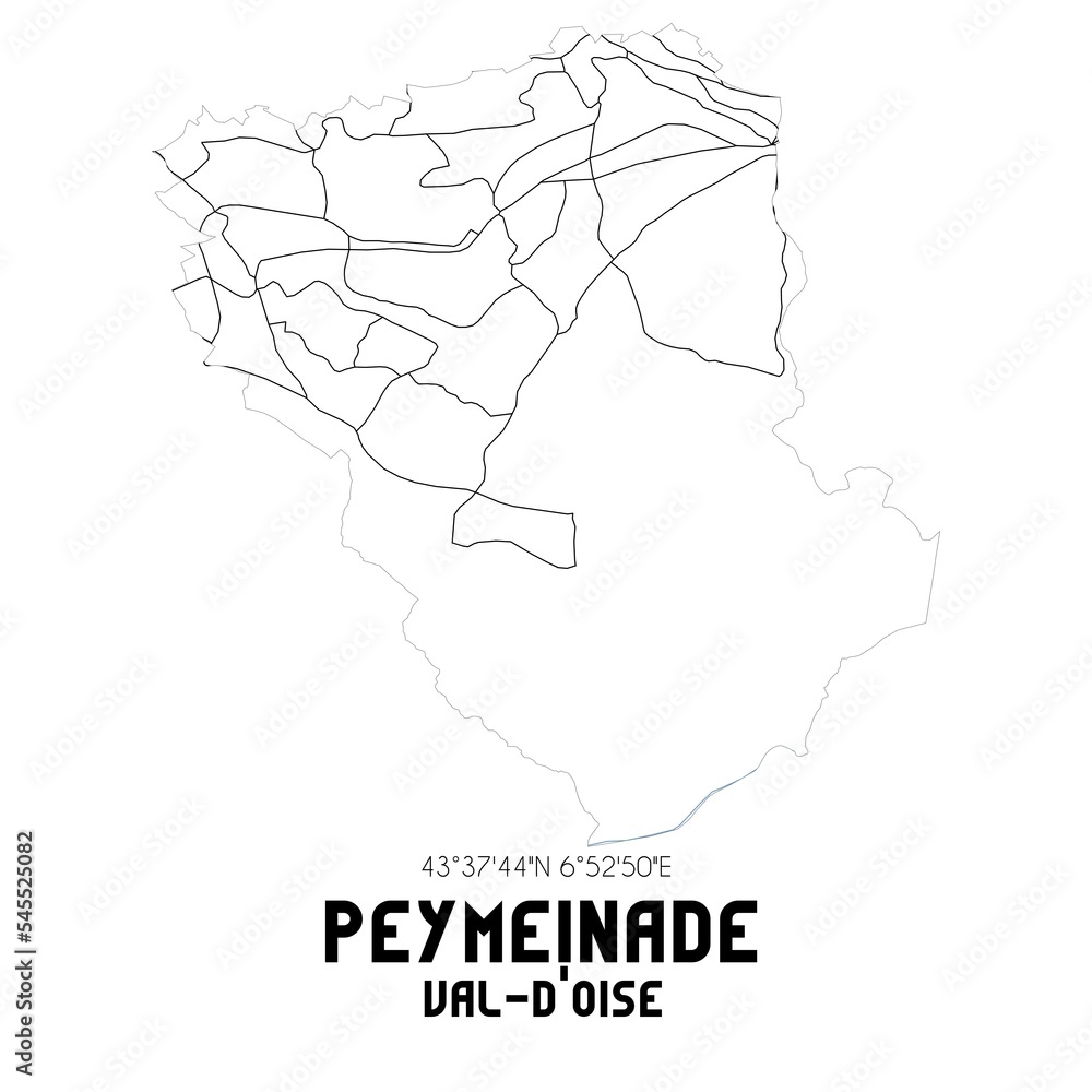 PEYMEINADE Val-d'Oise. Minimalistic street map with black and white lines.
