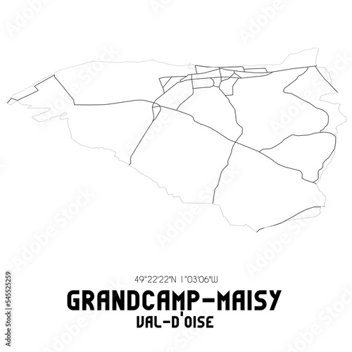 GRANDCAMP-MAISY Val-d'Oise. Minimalistic street map with black and white lines.