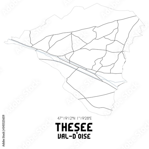 THESEE Val-d'Oise. Minimalistic street map with black and white lines. photo