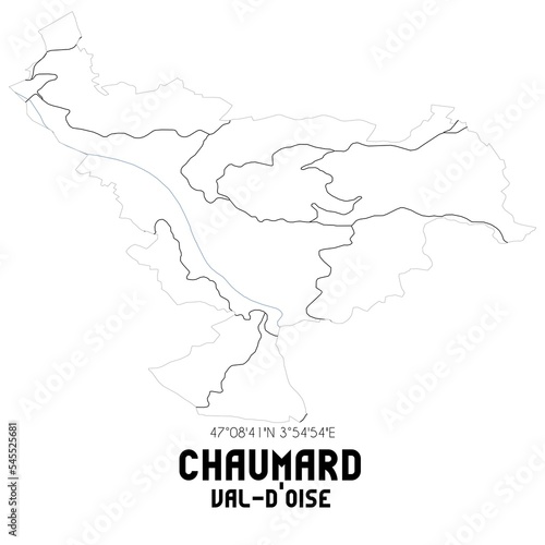 CHAUMARD Val-d'Oise. Minimalistic street map with black and white lines.