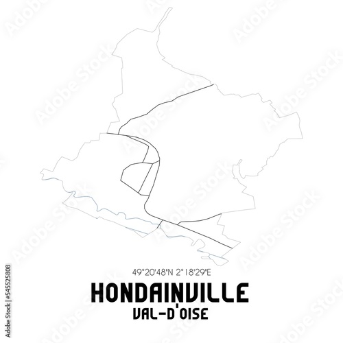 HONDAINVILLE Val-d'Oise. Minimalistic street map with black and white lines.