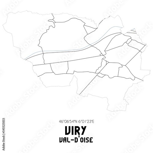 VIRY Val-d'Oise. Minimalistic street map with black and white lines.