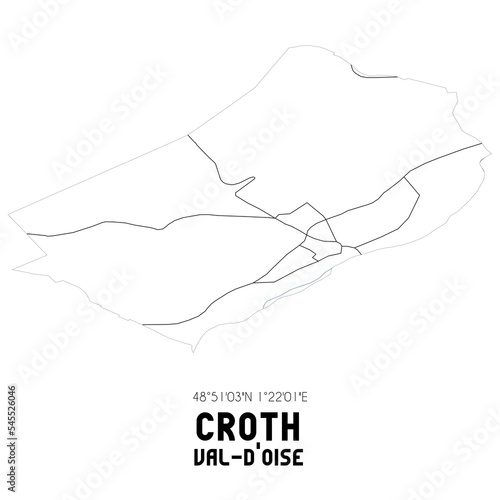 CROTH Val-d Oise. Minimalistic street map with black and white lines.