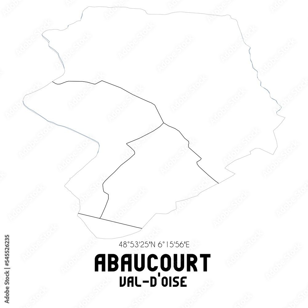 ABAUCOURT Val-d'Oise. Minimalistic street map with black and white lines. ABAUCOURT Val-d'Oise. Minimalistic street map with black and white lines.