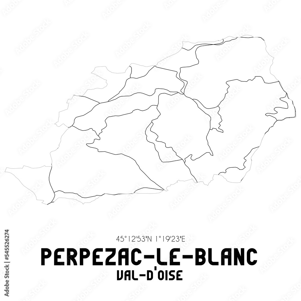 PERPEZAC-LE-BLANC Val-d'Oise. Minimalistic street map with black and white lines.