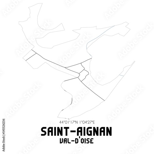 SAINT-AIGNAN Val-d'Oise. Minimalistic street map with black and white lines.