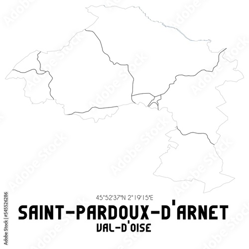 SAINT-PARDOUX-D ARNET Val-d Oise. Minimalistic street map with black and white lines.