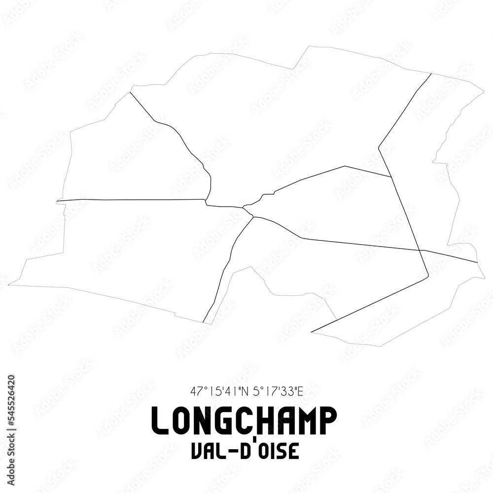 LONGCHAMP Val-d'Oise. Minimalistic street map with black and white lines.