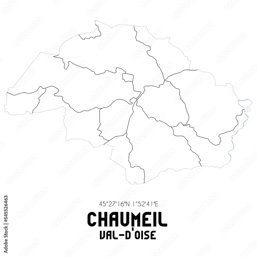 CHAUMEIL Val-d'Oise. Minimalistic street map with black and white lines.