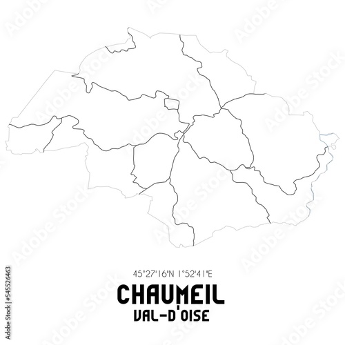 CHAUMEIL Val-d'Oise. Minimalistic street map with black and white lines.