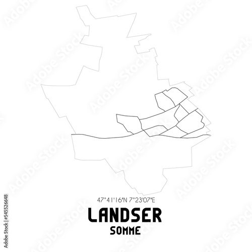 LANDSER Somme. Minimalistic street map with black and white lines.