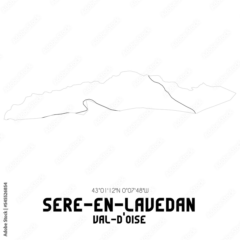 Fototapeta premium SERE-EN-LAVEDAN Val-d'Oise. Minimalistic street map with black and white lines.