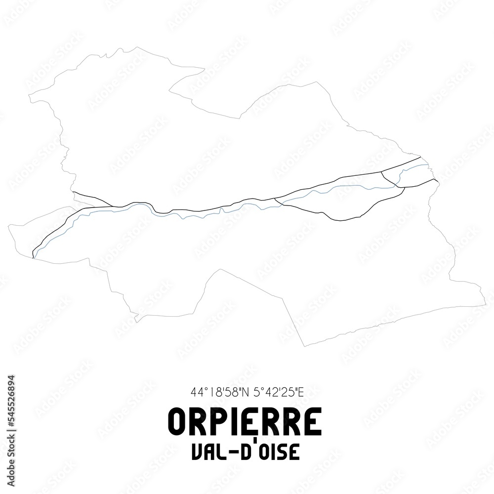 ORPIERRE Val-d'Oise. Minimalistic street map with black and white lines. ORPIERRE Val-d'Oise. Minimalistic street map with black and white lines.