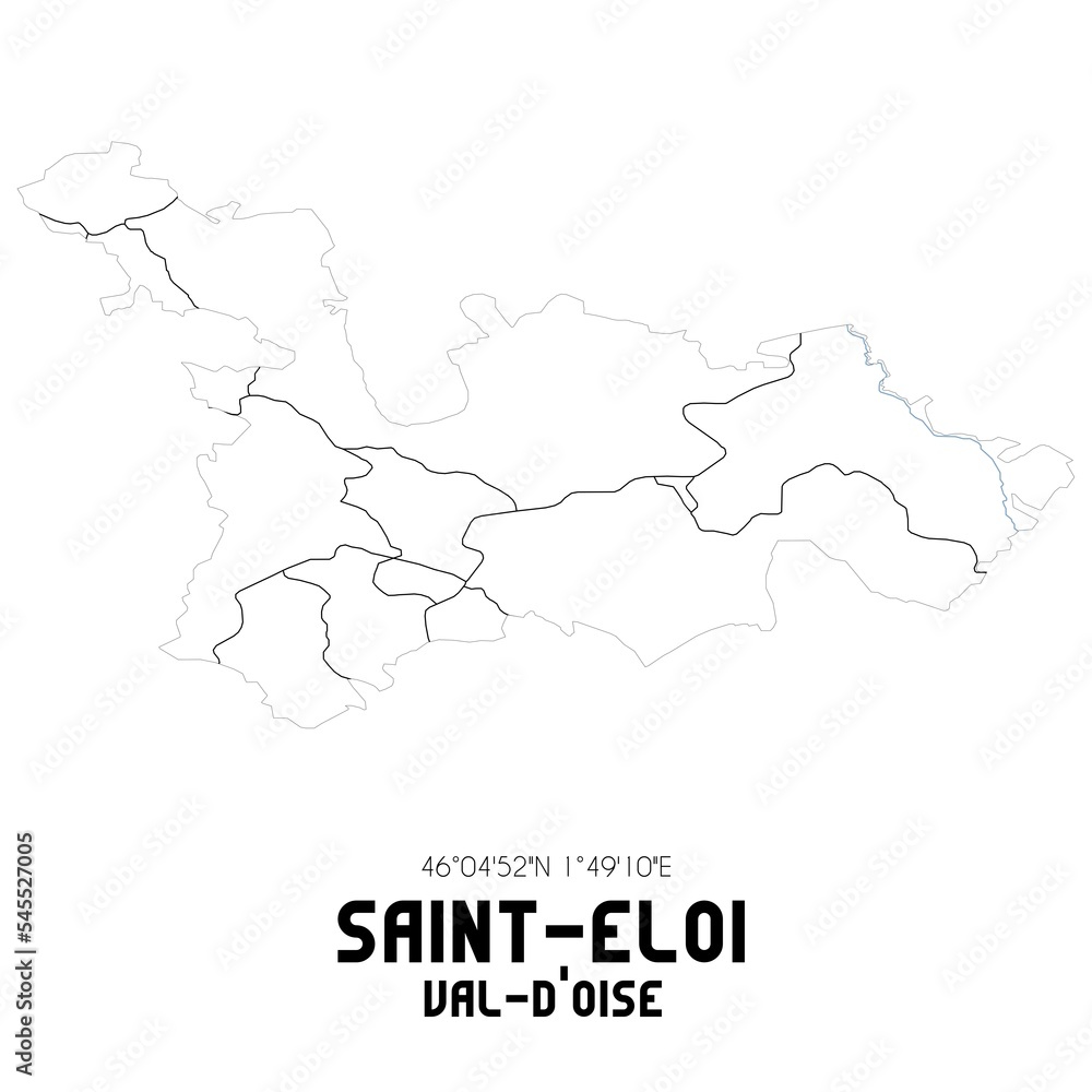 SAINT-ELOI Val-d'Oise. Minimalistic street map with black and white lines.