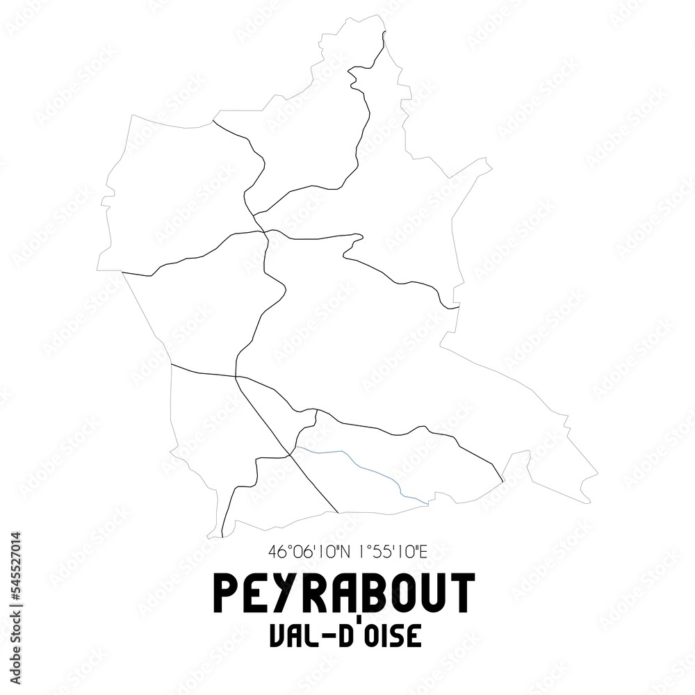 PEYRABOUT Val-d'Oise. Minimalistic street map with black and white lines.