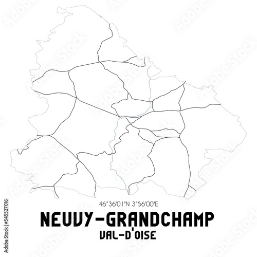 NEUVY-GRANDCHAMP Val-d'Oise. Minimalistic street map with black and white lines.