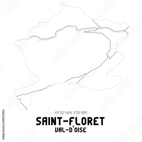 SAINT-FLORET Val-d'Oise. Minimalistic street map with black and white lines.