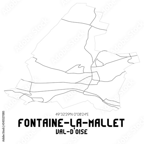 FONTAINE-LA-MALLET Val-d'Oise. Minimalistic street map with black and white lines.