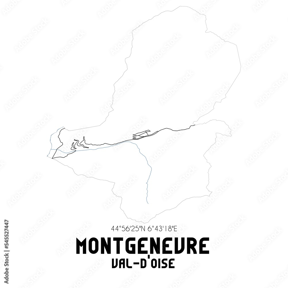 MONTGENEVRE Val-d'Oise. Minimalistic street map with black and white lines.