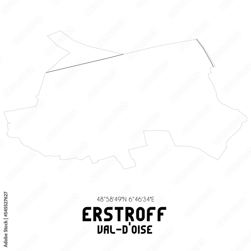 ERSTROFF Val-d'Oise. Minimalistic street map with black and white lines. ERSTROFF Val-d'Oise. Minimalistic street map with black and white lines.