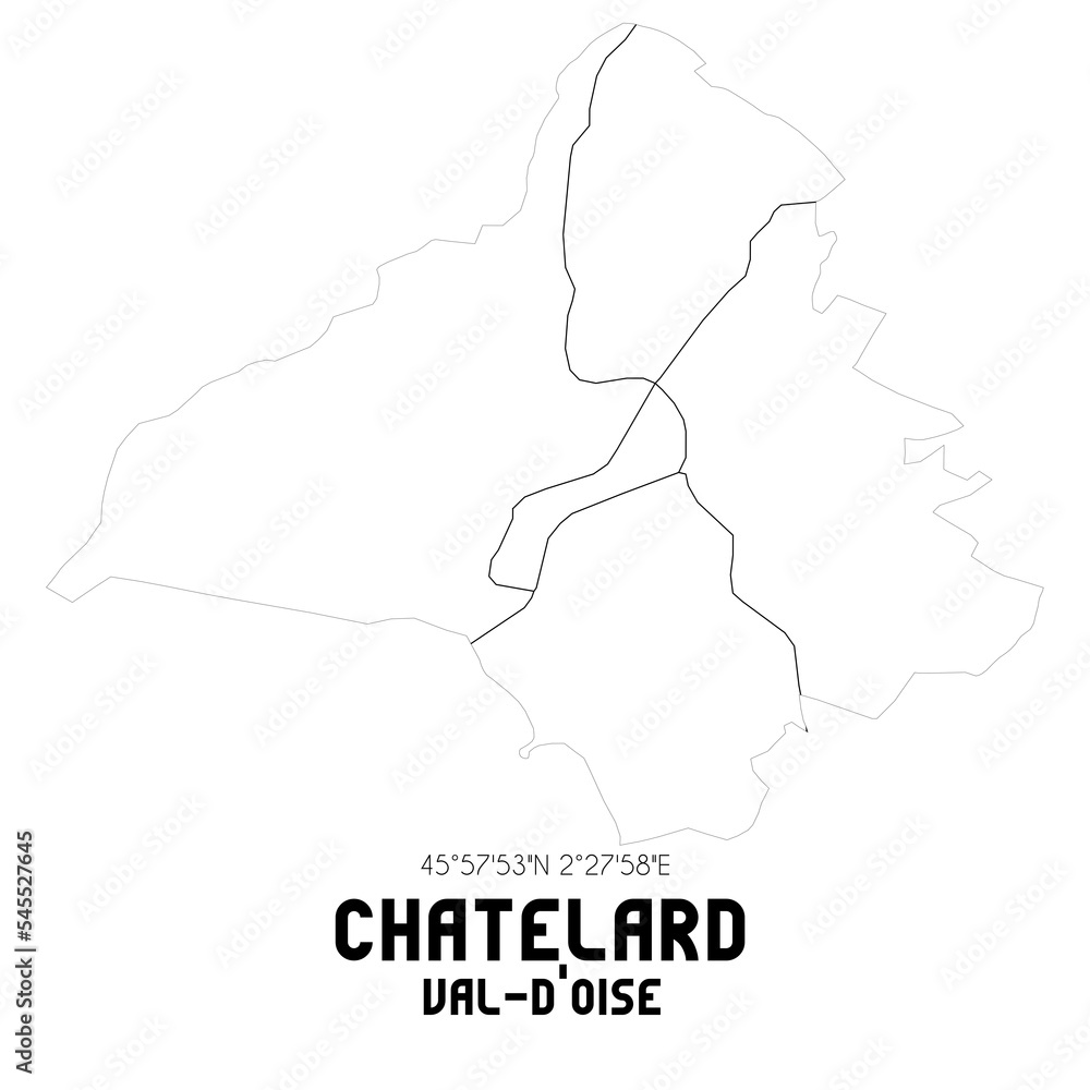 CHATELARD Val-d'Oise. Minimalistic street map with black and white lines.