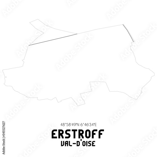 ERSTROFF Val-d'Oise. Minimalistic street map with black and white lines.