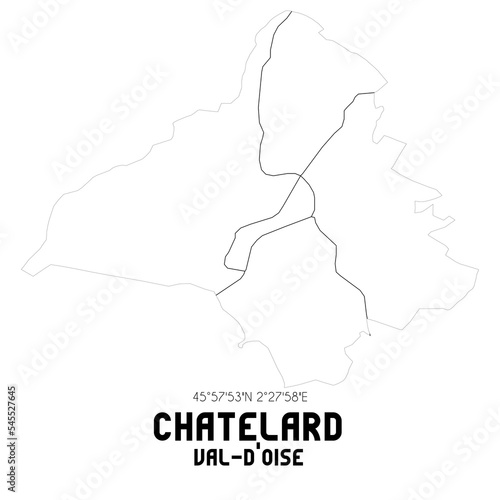 CHATELARD Val-d'Oise. Minimalistic street map with black and white lines.