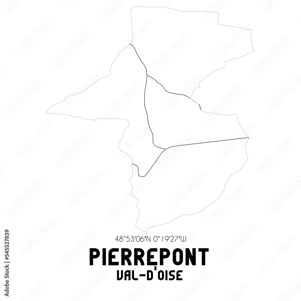 PIERREPONT Val-d'Oise. Minimalistic street map with black and white lines.
