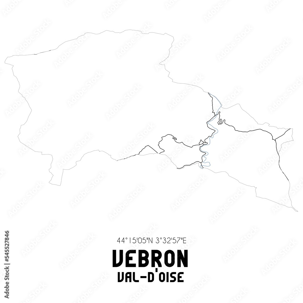 VEBRON Val-d'Oise. Minimalistic street map with black and white lines.