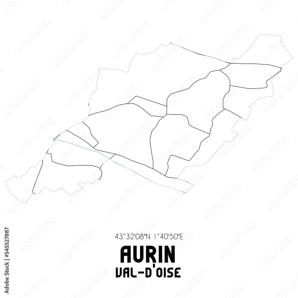 AURIN Val-d'Oise. Minimalistic street map with black and white lines.