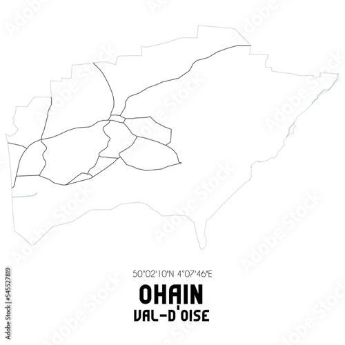 OHAIN Val-d'Oise. Minimalistic street map with black and white lines.