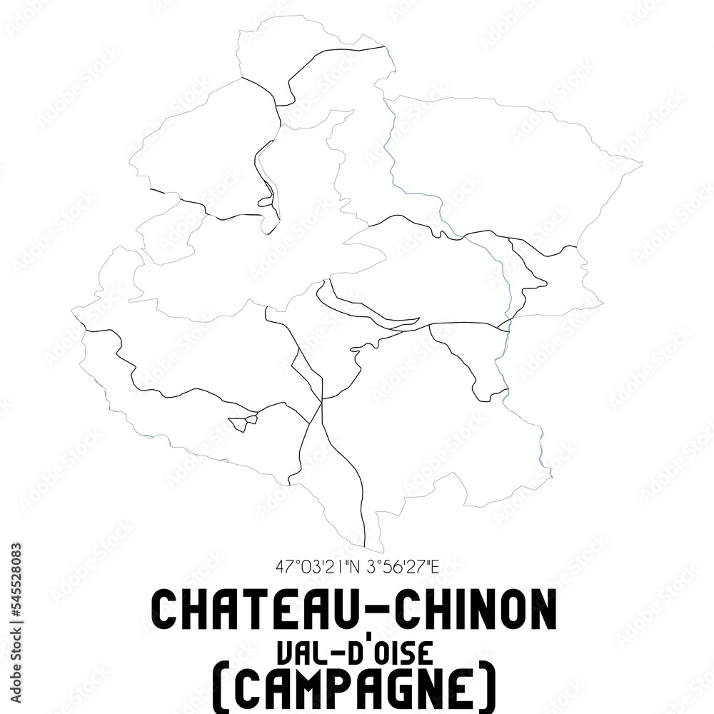 CHATEAU-CHINON (CAMPAGNE) Val-d'Oise. Minimalistic street map with black and white lines.