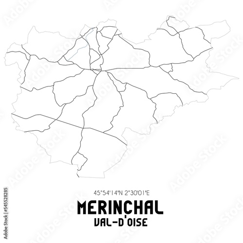 MERINCHAL Val-d'Oise. Minimalistic street map with black and white lines.